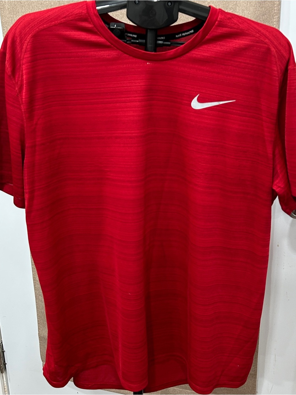 Nike Red Short Sleeve Dri-FIT Athletic Tee with White Swoosh